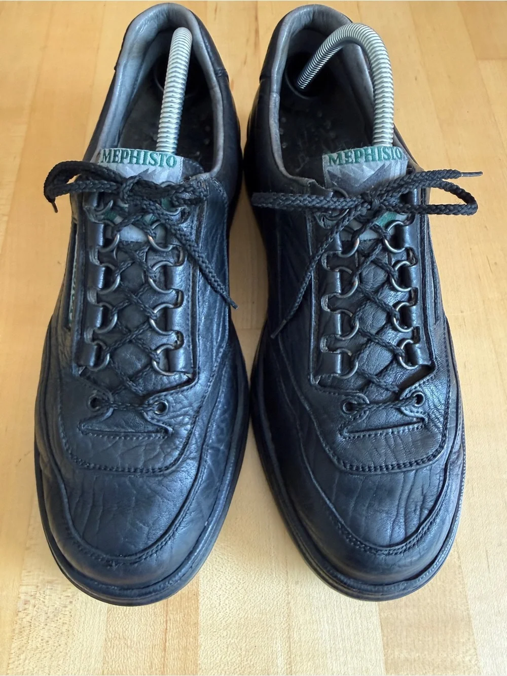 Mephisto Men's Match Black Mamouth 714 Flat Heel Lace-Up Leather Sneakers 10